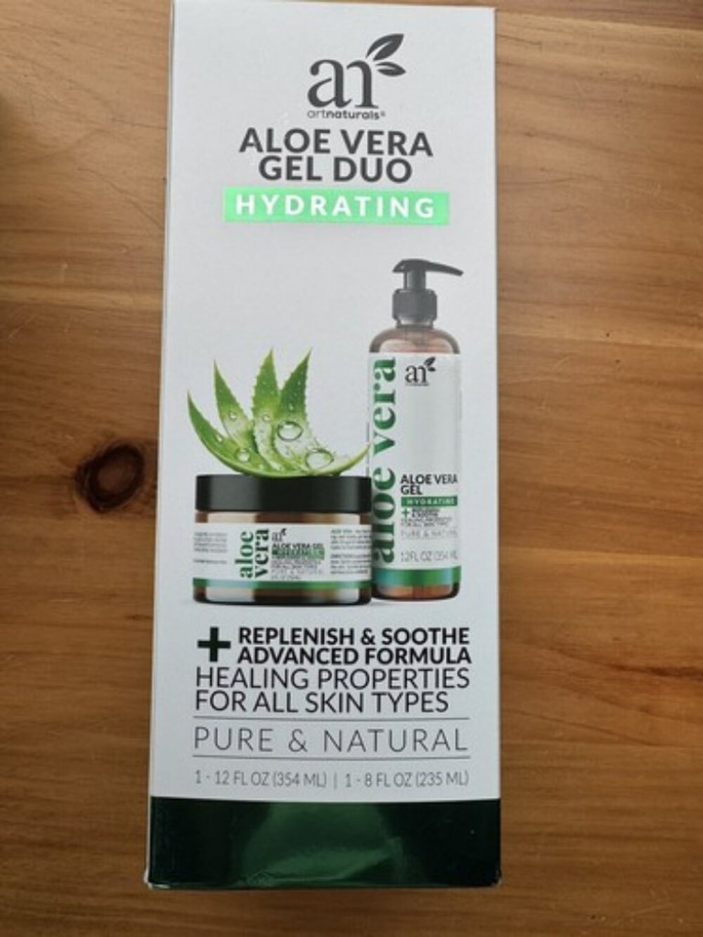 Art Naturals Aloe Vera Gel Set Sunburn Relief & Hydration 20 FL OZ Organic